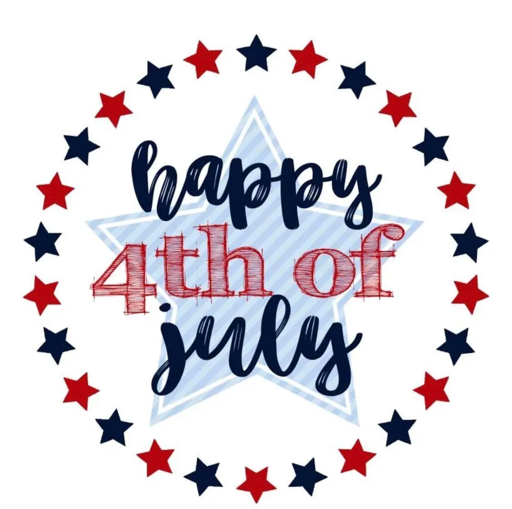 Happy 4th of July patriotic graphic with red, white, and blue stars from Summit Exteriors of Mechanicsville, MD